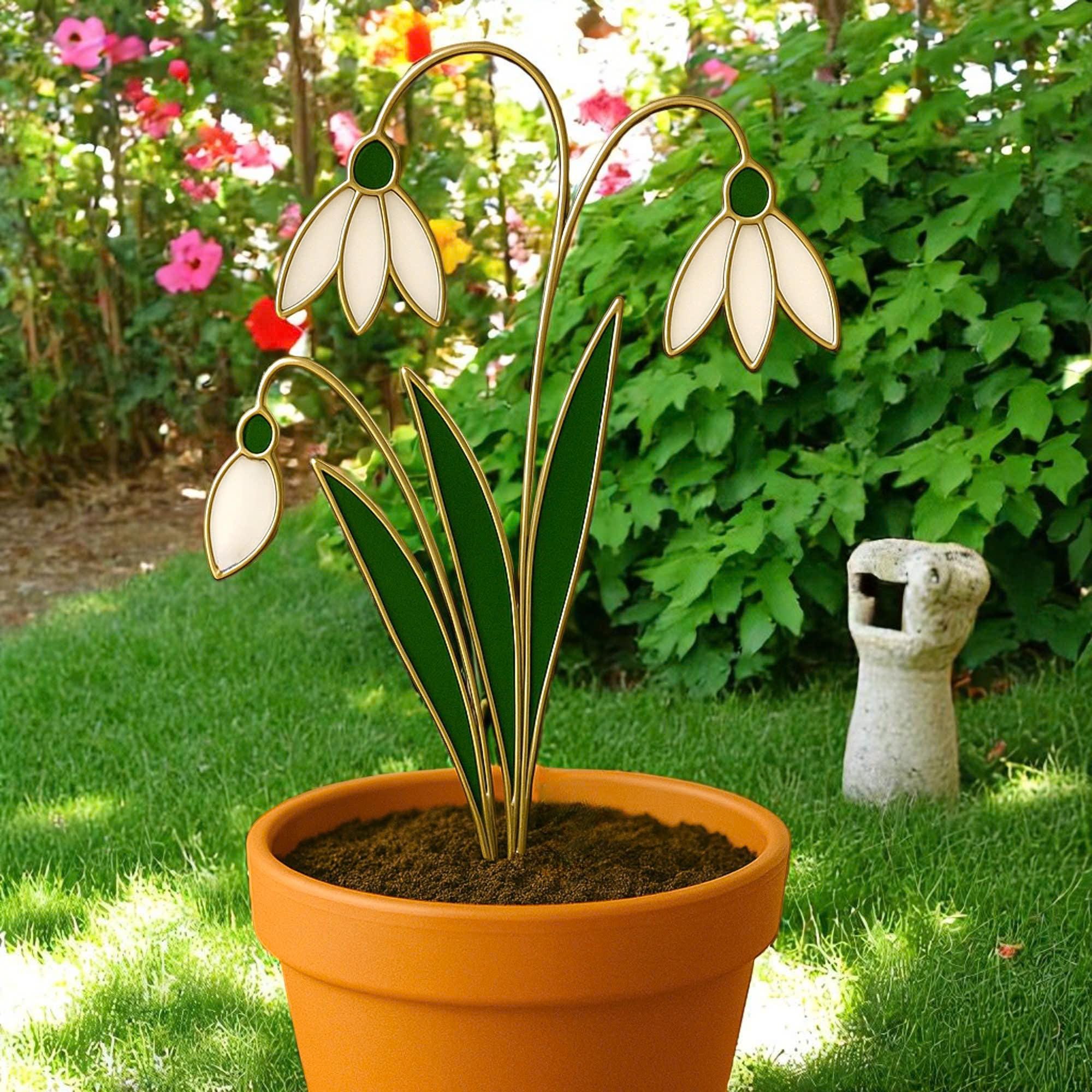 Stained Glass Snowdrop Flowers – Handmade Floral Decor, Gift for Her/Mom, Birthday, Mother’s Day, Spring Table Ornament, Elegant Home Decor