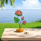 Handmade Stained Glass Lotus Flower – July Birth Flower Suncatcher