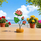 Handmade Stained Glass Lotus Flower – July Birth Flower Suncatcher