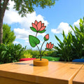 Handmade Stained Glass Lotus Flower – July Birth Flower Suncatcher