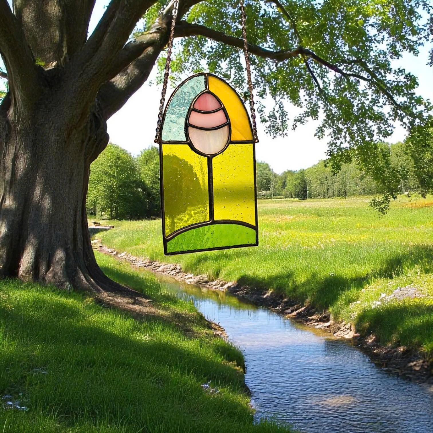 Stained Glass Easter Egg Suncatcher, Spring Window Decor