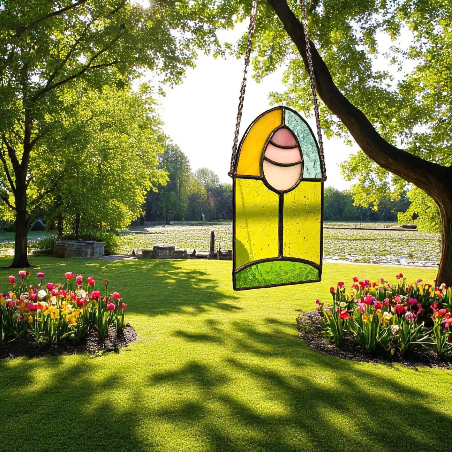 Stained Glass Easter Egg Suncatcher, Spring Window Decor