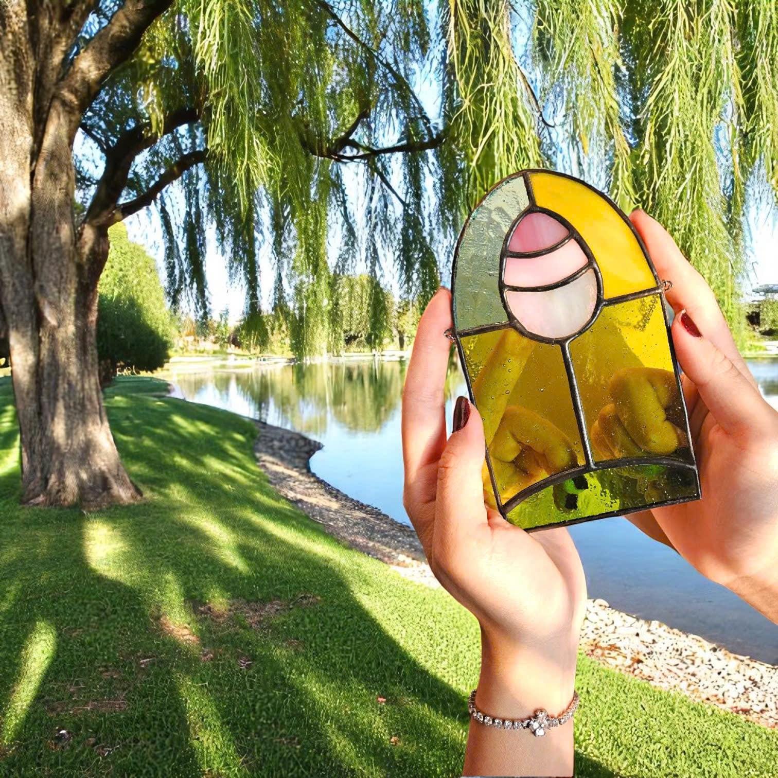 Stained Glass Easter Egg Suncatcher, Spring Window Decor