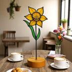 Stained Glass Daffodil – Handmade Floral Table Art Sculpture