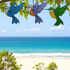 Stained Glass Hummingbird Suncatcher – Handmade Bird Window Hanging, Gift for Her/Mom, Birthday, Christmas, Home Decor, Garden Ornament