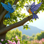 Stained Glass Hummingbird Suncatcher – Handmade Bird Window Hanging, Gift for Her/Mom, Birthday, Christmas, Home Decor, Garden Ornament