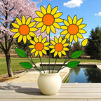 Sunflower Stained Glass Flower Bouquet – Handmade Yellow Floral Decor | Cheerful Gift for Birthday, Mom, Friend or Any Happy Occasion