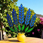 Stained Glass Lavender – Handmade Glass Flowers in Pot, Table Decor, Gift for Her/Mom, Birthday, Mother’s Day, Housewarming, Home Decor