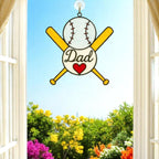 Stained Glass Dad Suncatcher – Personalized Father’s Day Gift, Baseball & Football Window Hanging, Handmade Wall Decor for Him, fathers day