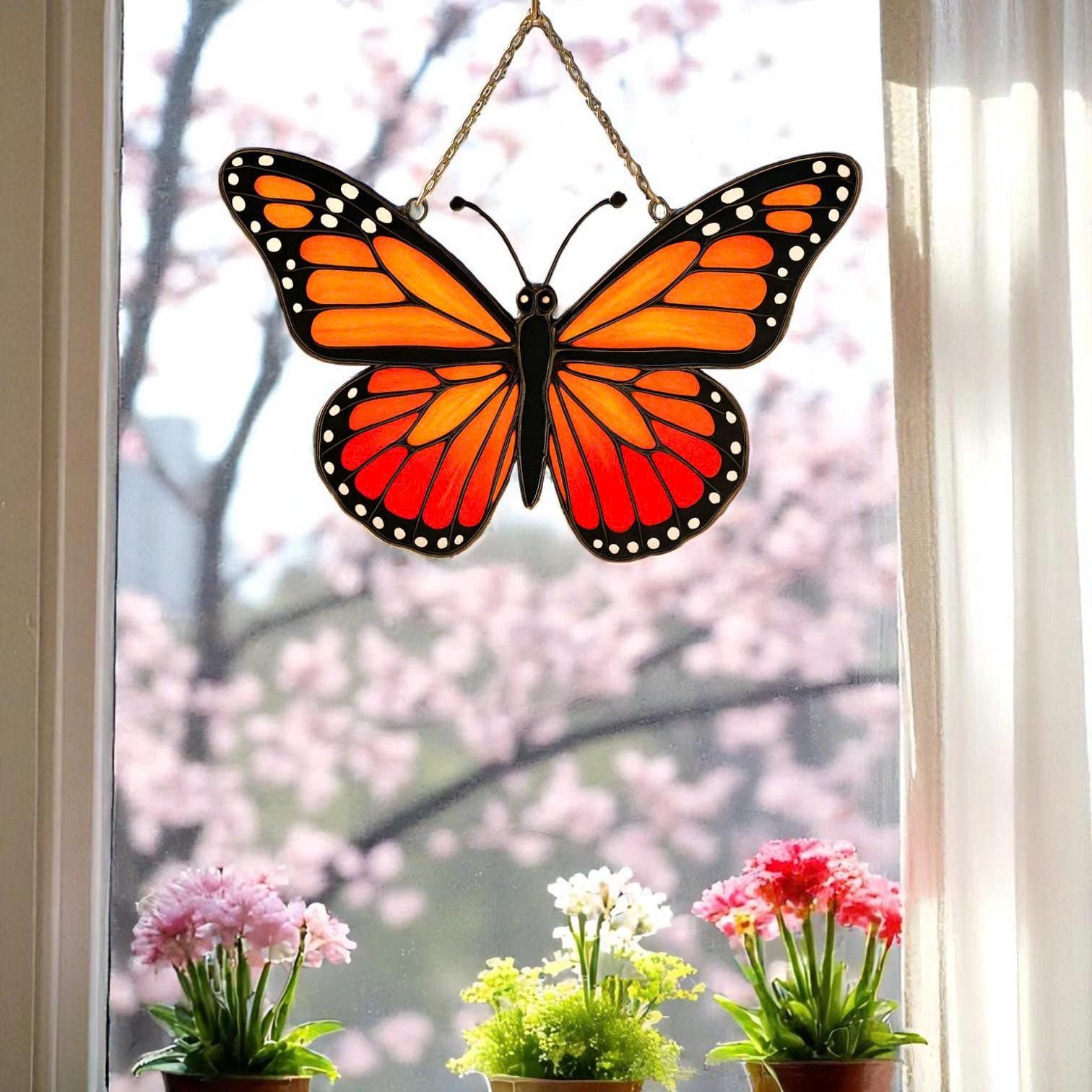 Stained Glass Insect Suncatcher Set|Handmade Bug Window Decor,Butterfly Bee Ladybug Dragonfly Art, Garden Gift, Nature Lover Home Decoration