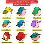 Stained Glass Bird Suncatcher, Cardinal, Hummingbird, Bluebird, Chickadee, Memorial Gift, Bird Lover Gift, Window Wind Chime, Glass Art