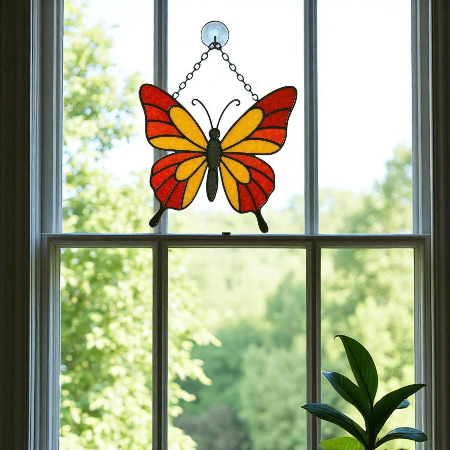 Stained Glass Butterfly Suncatcher – Handmade Window Hanging, Gift for Her/Mom, Birthday Christmas Anniversary, Home Decor Wall Art Ornament