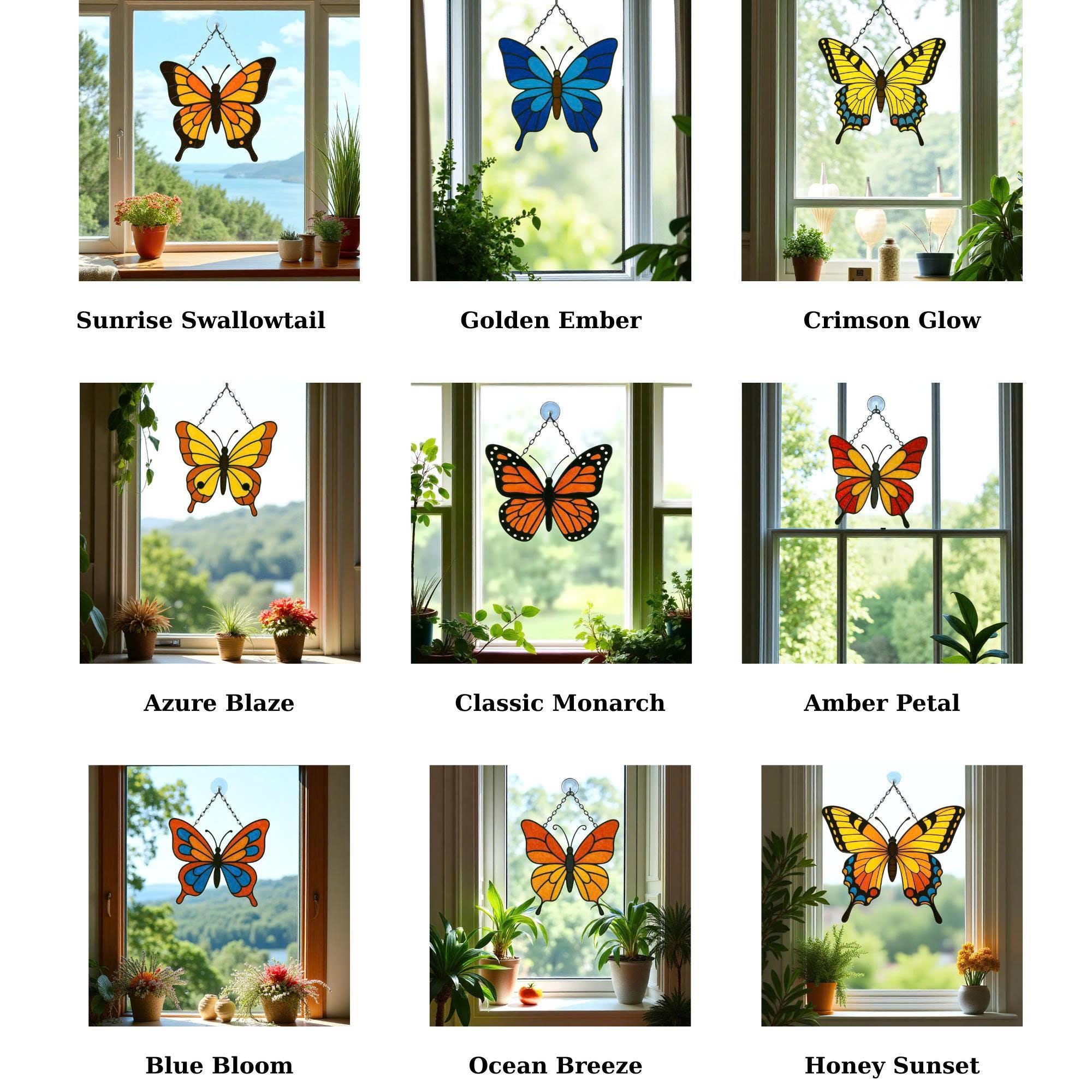 Stained Glass Butterfly Suncatcher – Handmade Window Hanging, Gift for Her/Mom, Birthday Christmas Anniversary, Home Decor Wall Art Ornament