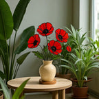 Stained Glass Red Poppy Bouquet: Handmade Floral Arrangement