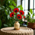 Stained Glass Red Poppy Bouquet: Handmade Floral Arrangement