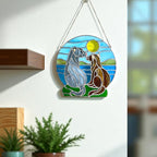 Stained Glass Otter Suncatcher: Handmade Window Hanging Art