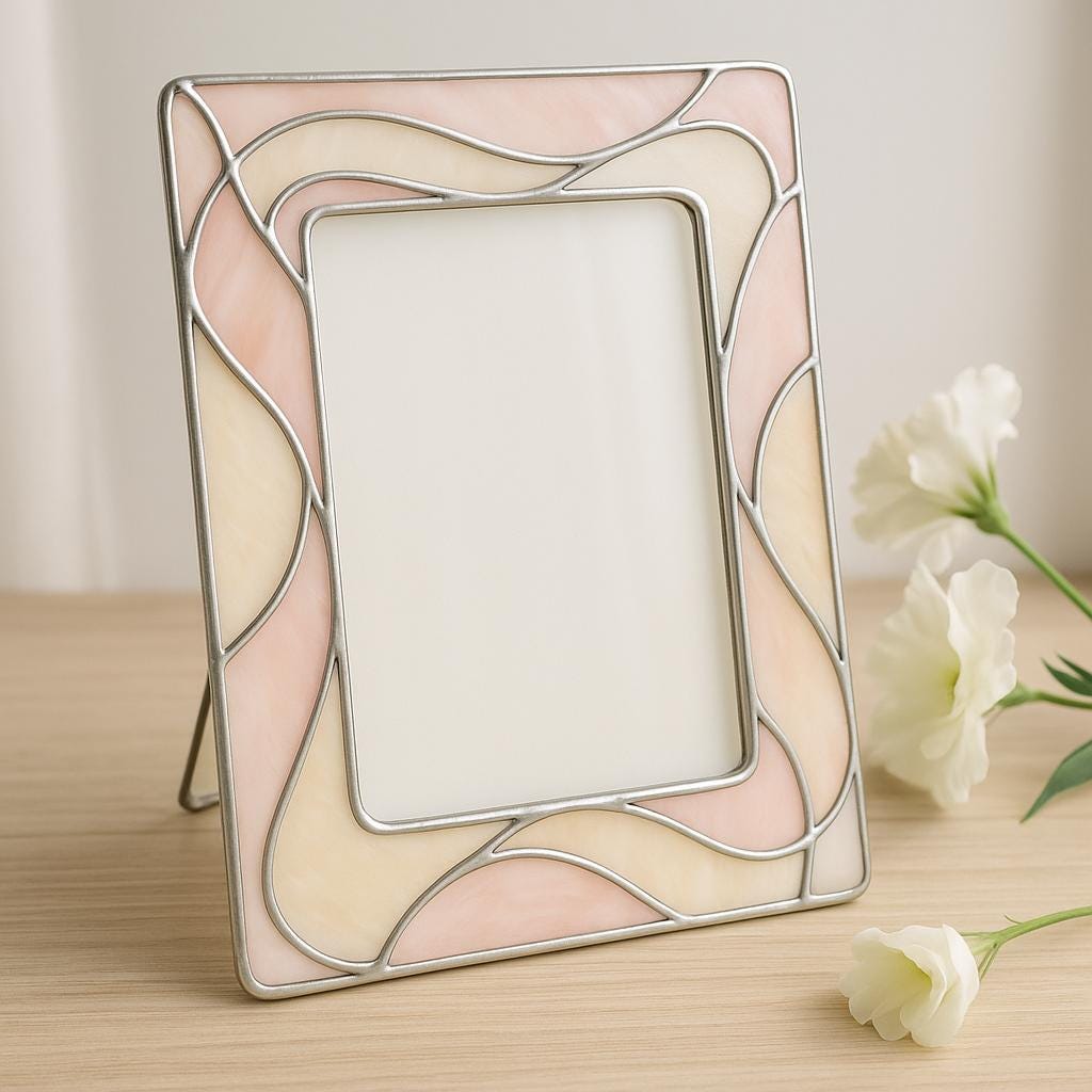 Handmade Stained Glass Picture Frame: Pastel Wedding, Baby, Memorial Decor