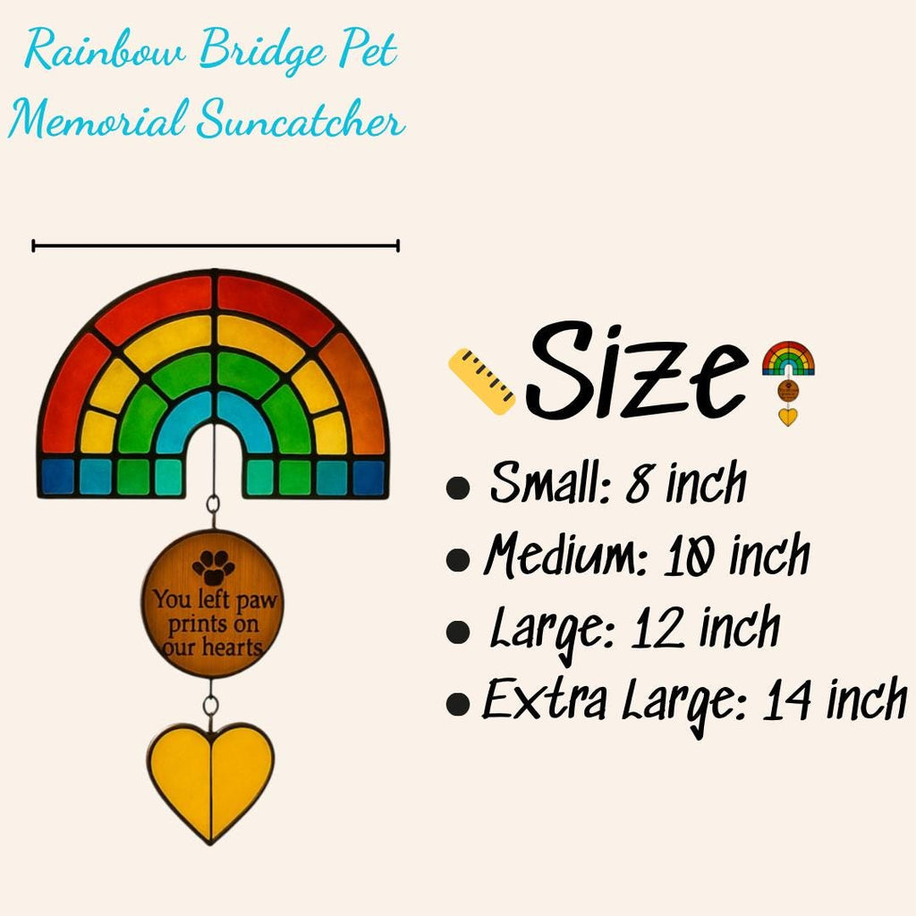 Rainbow Bridge Pet Memorial Suncatcher: Stained Glass Paw Prints Decor