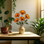 Stained Glass Poppy Bouquet: Handmade Floral Window Decor