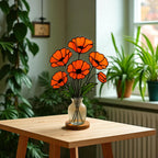 Stained Glass Poppy Bouquet: Handmade Floral Arrangement, Window Decor