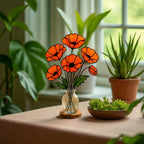 Stained Glass Poppy Bouquet: Handmade Floral Arrangement, Window Decor