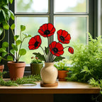 Stained Glass Red Poppy Bouquet: Handmade Floral Arrangement