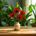 Stained Glass Red Poppy Bouquet: Handmade Floral Arrangement