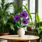 Stained Glass Purple Poppy Bouquet: Handmade Floral Table Decor