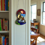 Stained Glass Otter Suncatcher: Handmade Window Hanging Art