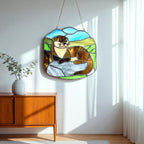 Stained Glass Otter Suncatcher: Handmade Window Hanging Art