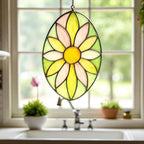 Handmade Stained Glass Flower Suncatcher: Pastel Boho Window Decor
