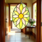Handmade Stained Glass Flower Suncatcher: Pastel Boho Window Decor