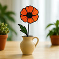 Stained Glass Poppy Bouquet: Handmade Floral Arrangement in Ceramic Pitcher