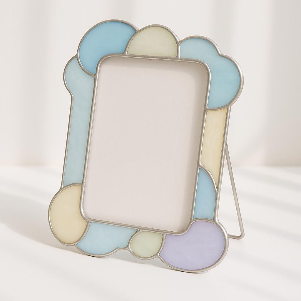 Handmade Stained Glass Picture Frame: Pastel Wedding, Baby, Memorial Decor