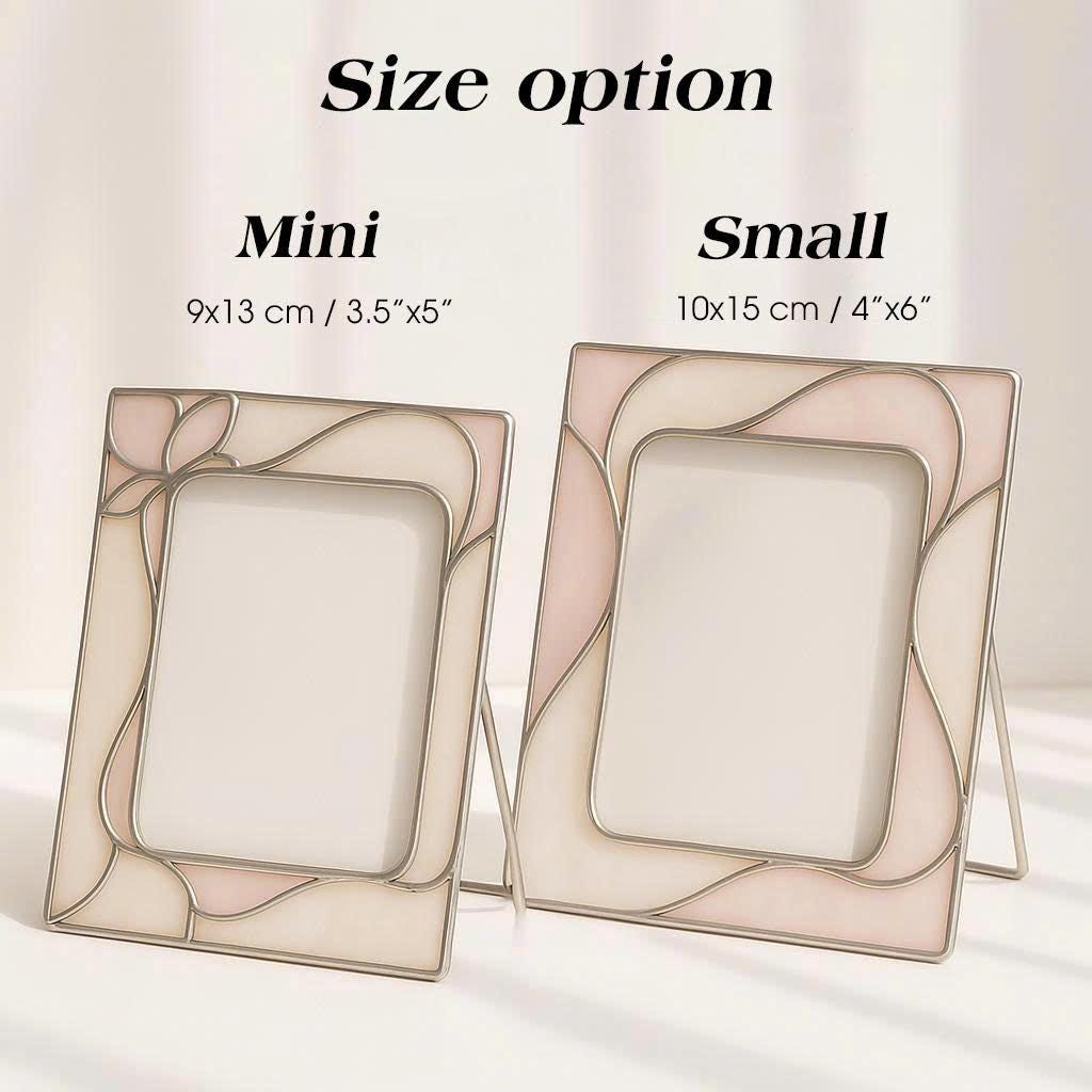Handmade Stained Glass Picture Frame: Pastel Wedding, Baby, Memorial Decor