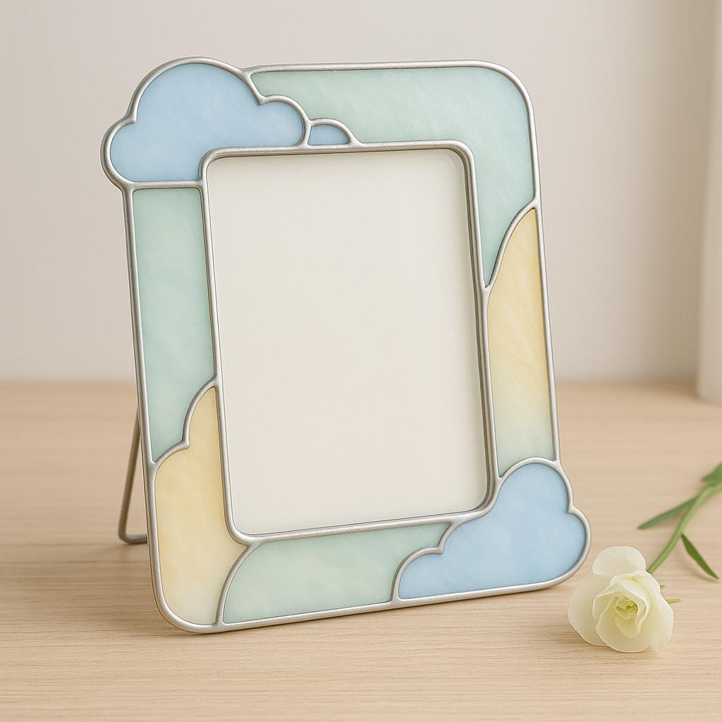 Handmade Stained Glass Picture Frame: Pastel Wedding, Baby, Memorial Decor