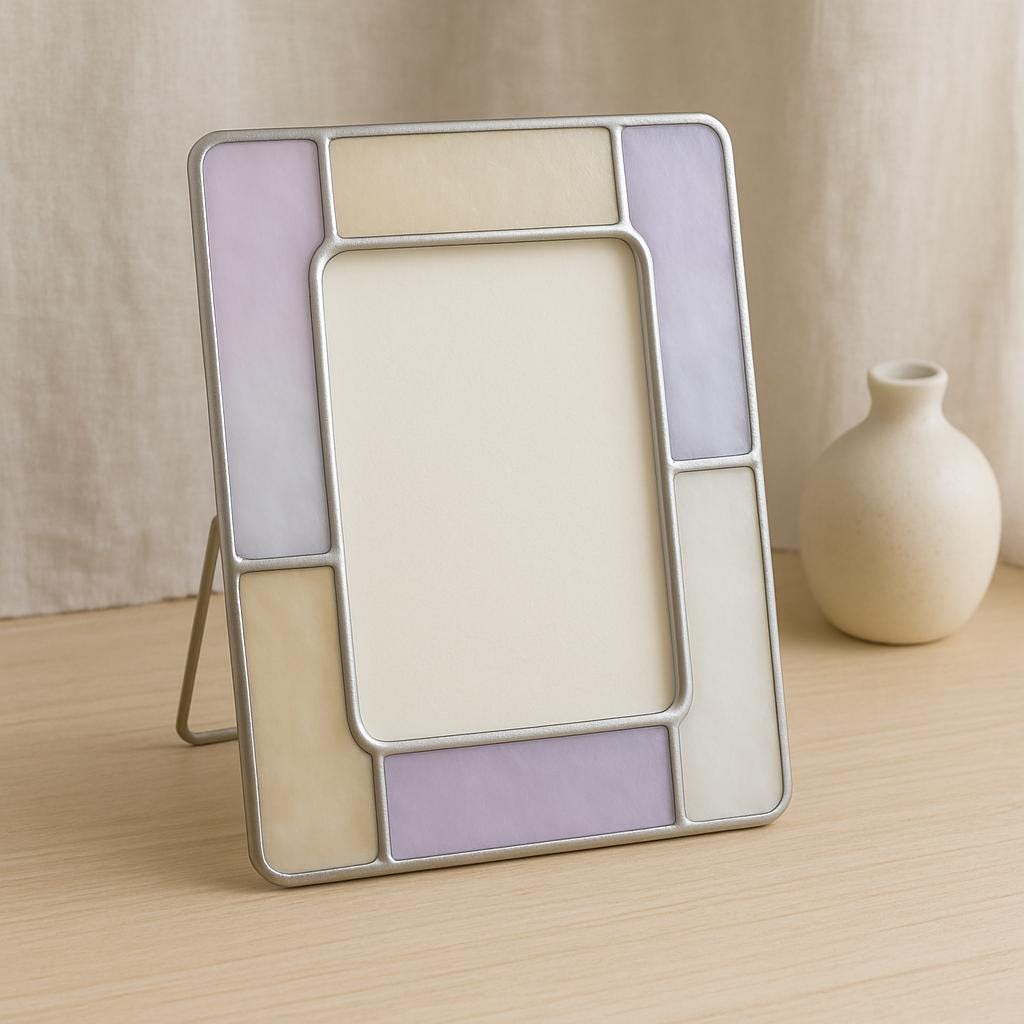 Handmade Stained Glass Picture Frame: Pastel Wedding, Baby, Memorial Decor