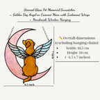 Custom Dog Memorial Gift, Stained Glass Angel Dog on Moon, Pet Loss Sympathy Gift, Rainbow Bridge Suncatcher, Personalized Dog Portrait