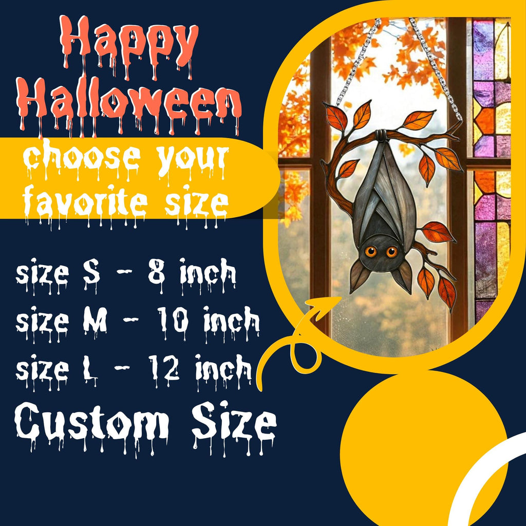 Stained Glass Bat Suncatcher: Halloween Gothic Window Decor