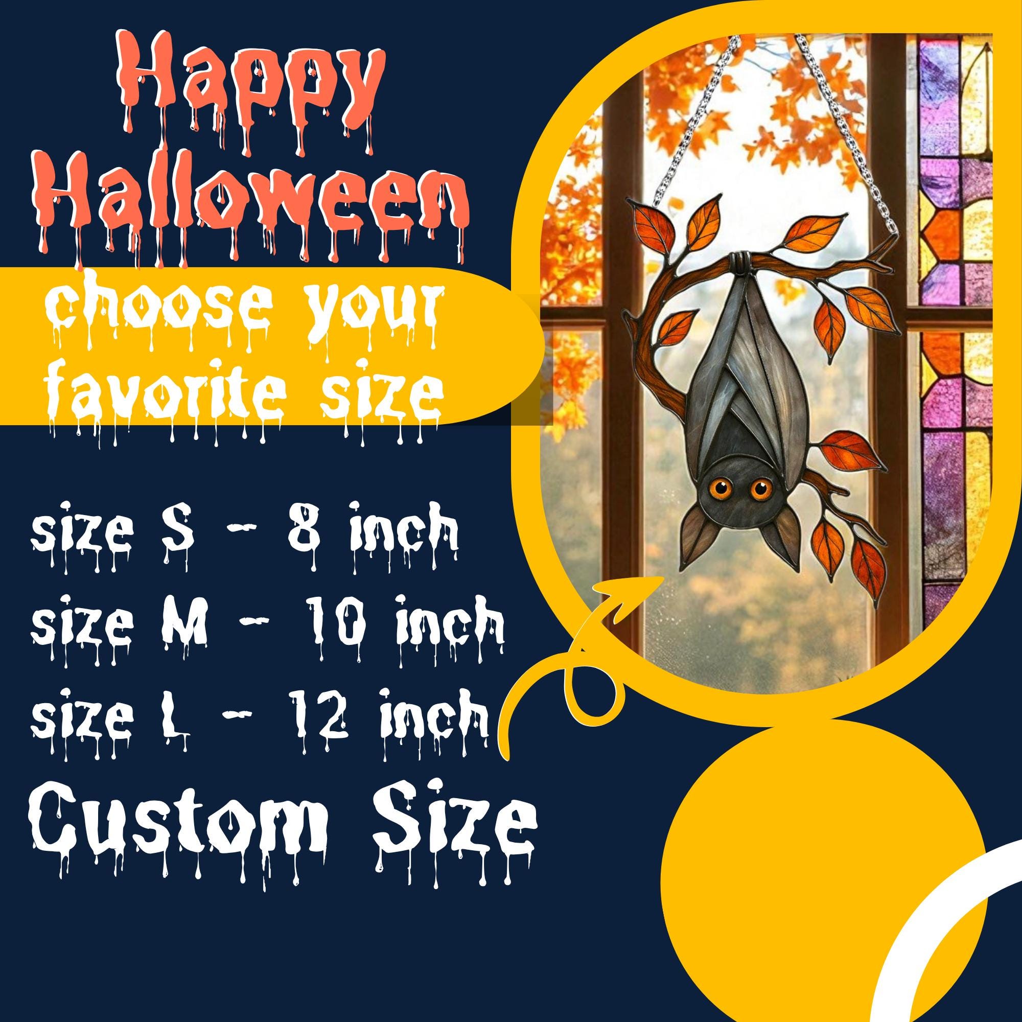 Stained Glass Bat Suncatcher: Halloween Gothic Window Decor