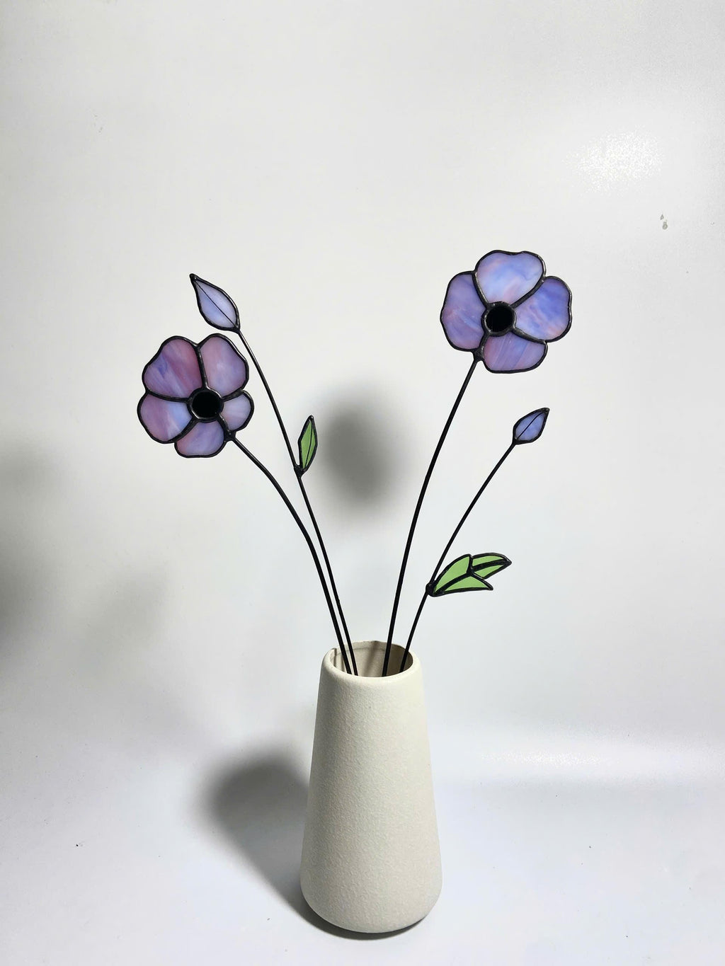 Stained Glass Purple Poppy Bouquet: Handmade Floral Table Decor