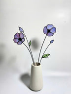 Stained Glass Purple Poppy Bouquet: Handmade Floral Table Decor