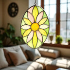 Handmade Stained Glass Flower Suncatcher: Pastel Boho Window Decor
