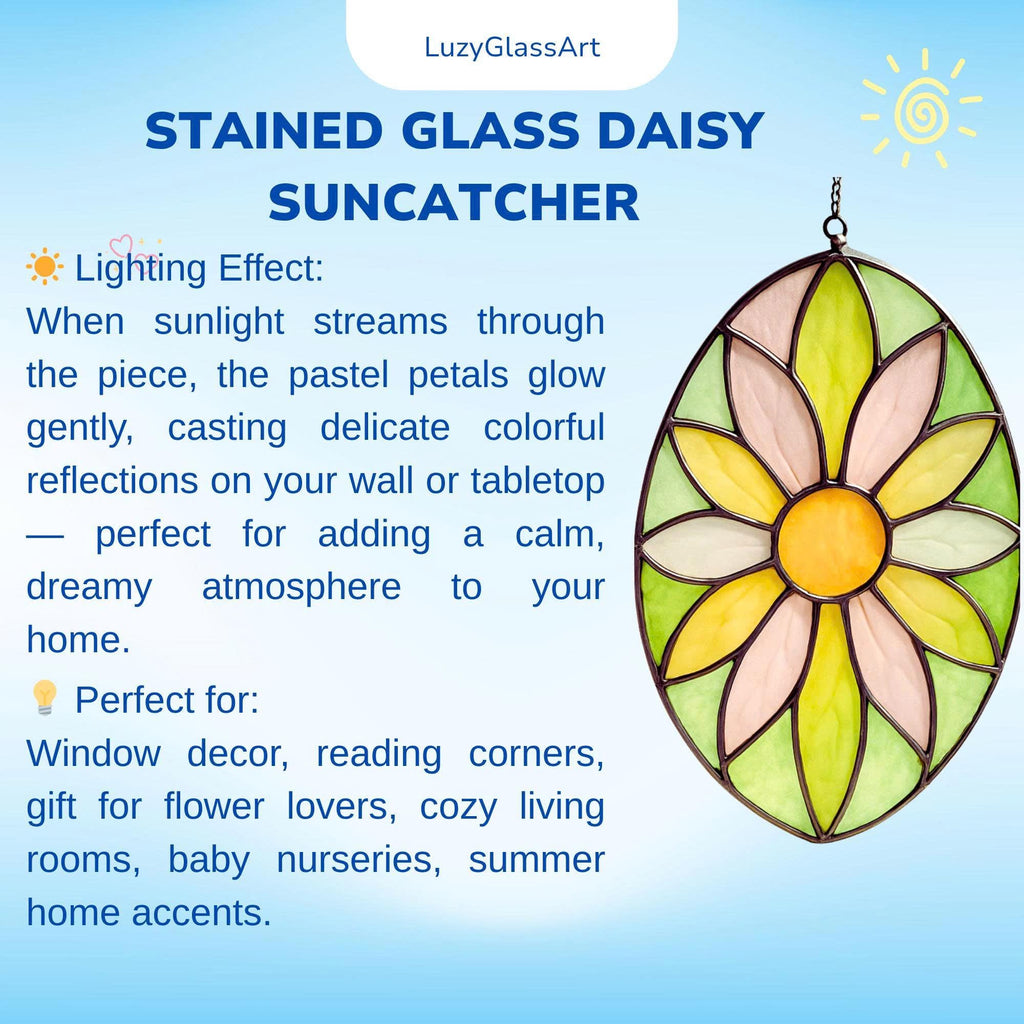 Handmade Stained Glass Flower Suncatcher: Pastel Boho Window Decor