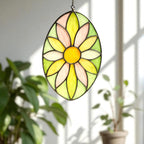 Handmade Stained Glass Flower Suncatcher: Pastel Boho Window Decor