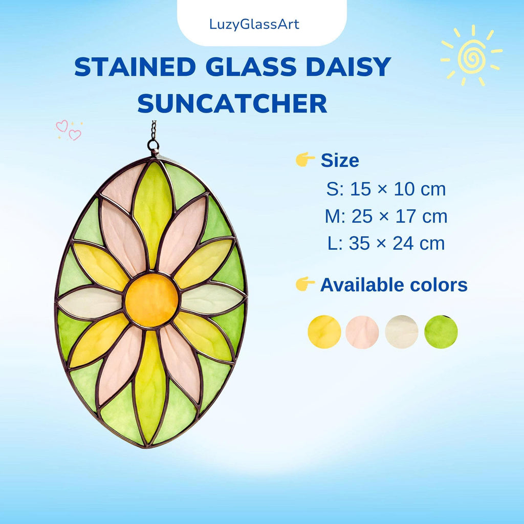 Handmade Stained Glass Flower Suncatcher: Pastel Boho Window Decor