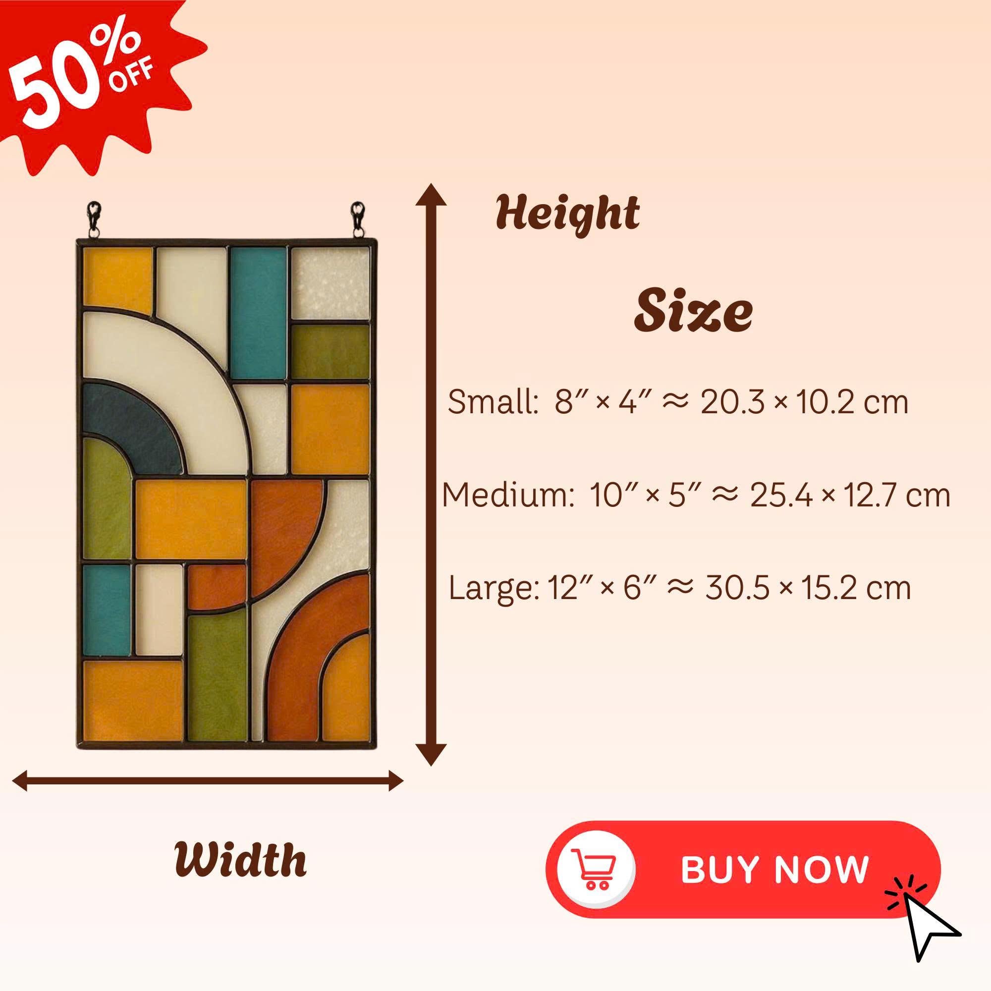 Boho Stained Glass Suncatcher: Geometric Wall Hanging, Retro Decor