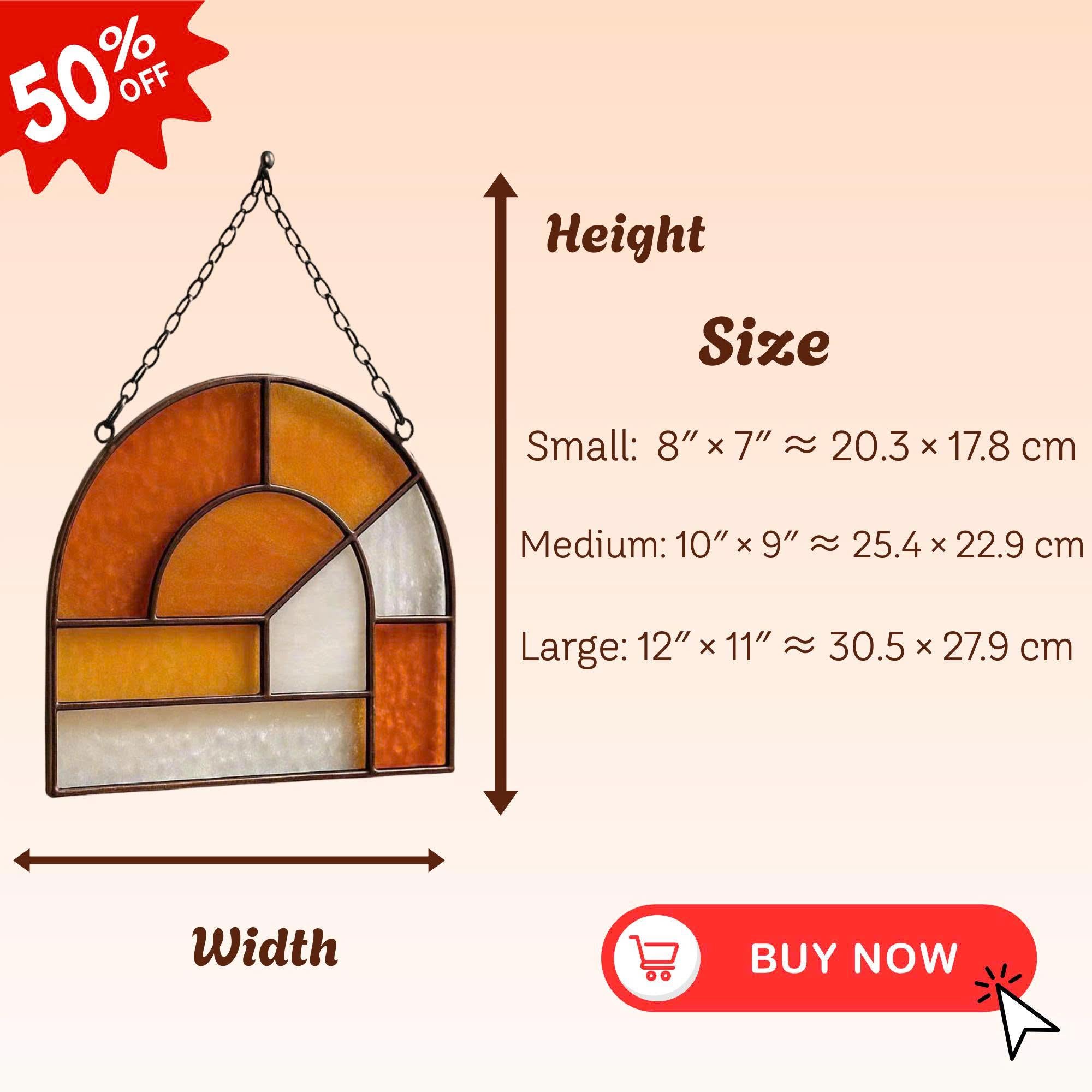 Boho Stained Glass Suncatcher: Geometric Wall Hanging, Retro Decor