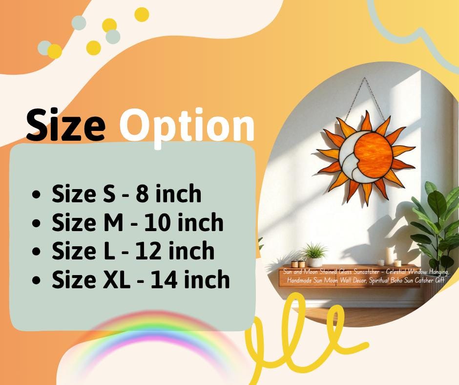 Stained Glass Sun Suncatcher with Beveled Center | Celestial Boho Window Decor | Rainbow Maker Prism Art | Sunshine Gift for Her