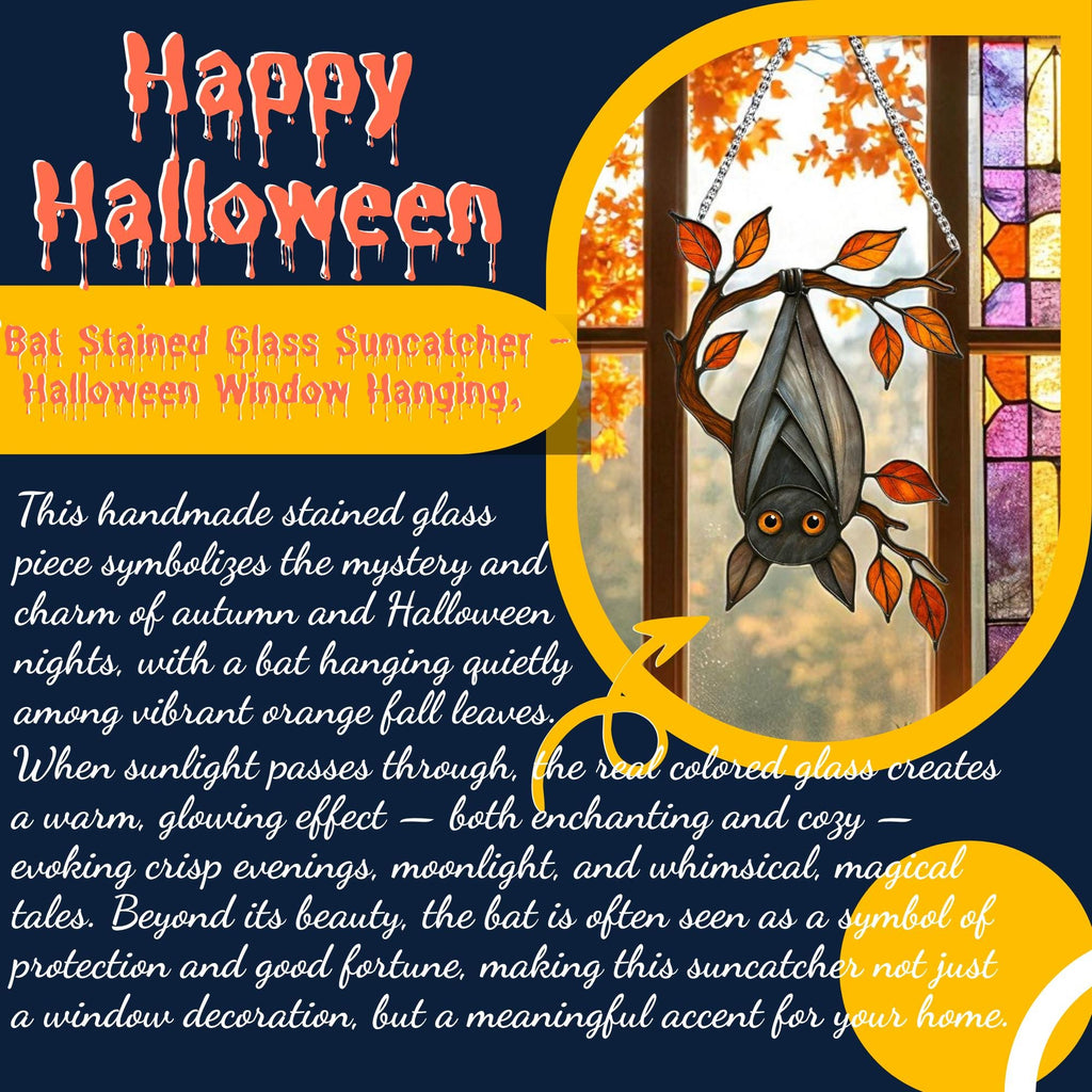 Stained Glass Bat Suncatcher: Halloween Gothic Window Decor